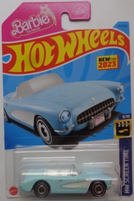 2023 Hot Wheels HW SCREEN TIME 9/10 1956 Corvette 183/250 (Barbie бирюзовый цвет) - Изображение 1 из 2