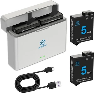 Osmo Action 5 Pro 4 3 Battery 1800mAh and Dual Charging USB LED Charger Kit f... - Picture 1 of 7