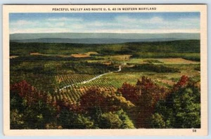 POSTAL DE LINO WESTERN MARYLAND US ROUTE 40 HIGHWAY PACIFIC VALLEY AÑOS 40-50 - Imagen 1 de 2
