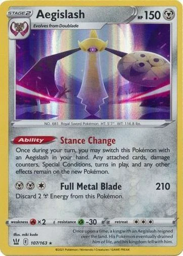 Pokemon Battle Styles Aegislash Holo Rare 107/163 - Image 1 of 1