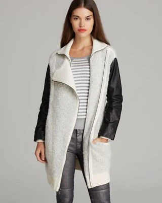 [Marc by Marc Jacobs] Abrigo Boucle Mezcla Lana Acanalado Tejido Acanalado Cuero Foto 1 de 4