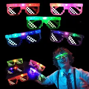 12 Light Up Cool Guy Pixel Glasses, Glow in the Dark Party Supplies and Birthday - Picture 1 of 6