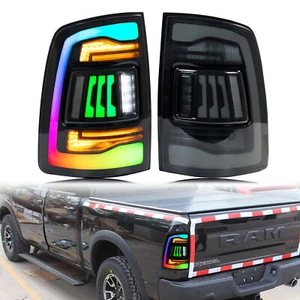 RGB LED Sequential Tail Lights for Dodge Ram 2009-2018 4th GEN Smoke Rear Lamps  - Picture 1 of 5