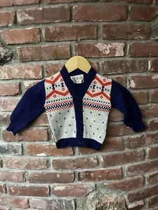 Vintage 50s 60s Pee Wee Pauker Wool Cardigan Distressed Rockabilly Christmas - Picture 1 of 9
