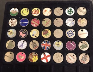 Collection Of 35 Old-Style Round £1  Shopping Trolley Token Coin - Picture 1 of 8