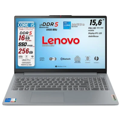 Notebook Lenovo Intel i5 12450H DDR5 16GB SSD 256GB FHD 15,6 Win11Pro Fing Retro - Immagine 1 di 4
