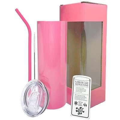 ProSub 20oz Epoxy & Engravable Coated Stainless Steel Skinny Tumbler - Pink - Image 1 of 4