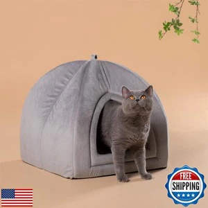 KASENTEX Cat Bed for Indoor Cats, 2-in-1 Cat House Pet Bed and Pet Supplies f - Picture 1 of 5