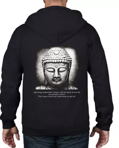 BUDDHA VEGETARIAN QUOTE FULL ZIP HOODIE - Vegan Animal Rights Buddhist T-Shirt - Picture 1 of 1