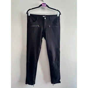 Paige Black Moto Pants Zippers Accents Rayon Blend Size 28 - Picture 1 of 7