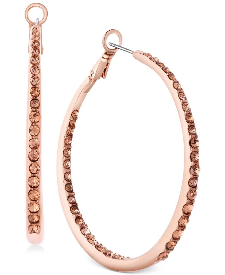 Brincos de argola pavimentada em tom de ouro rosa Guess - Imagem 1 de 1