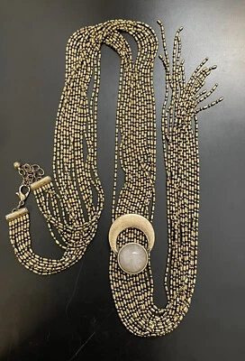 Joyería de cuarzo, collar color bronce, piedra de cuarzo, collar largo Foto 1 de 2