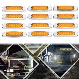 12pcs Amber 12-LED Side Marker Lamp Fish Shape Freightliner Truck Trailer Light - Picture 1 of 5