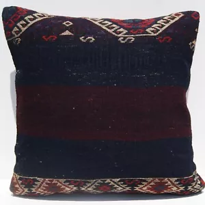 24"X24" HOME DESIGN KURDISH KILIM PILLOW COVERS SQUARE WOOL HAND WOVEN AREA RUGS - Picture 1 of 3