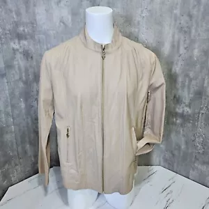 Father Sons Mens 4XL Beige Soft Lambs Leather Jacket with Gold Zips Lightweight - Picture 1 of 13