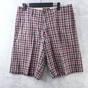 Eddie Bauer Men’s 35 Plaid Cotton Shorts Red Purple Check Summer  10” Inseam - Picture 1 of 11