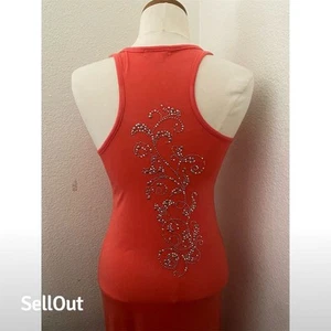 Women's Orange/pinkish Maxi Tank Dress M Rhinestone Detail Casual Sleeveless - Picture 1 of 4