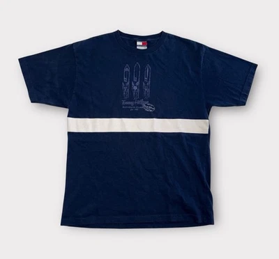 Camiseta Tommy Hilfiger Vintage Años 90 Para Hombre Azul Medio Manga Corta Surf Gráfico Foto 1 de 4