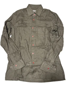 CAMISA DE VESTIR KITON HOMBRE GRIS LINO TALLA 15 3/4 40 (B1) NUEVA SIN ETIQUETAS - Imagen 1 de 5