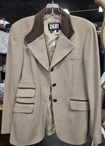DKNY Vintage 90's Blazer Chino Size 6 Made In Italy NWT $435 Wood Nylon Lined - Picture 1 of 8