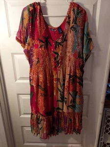 Vintage Phool Womens Boho Floral Maxi Dress Sheer Sleeves Hawaiian Size 2X - Picture 1 of 10