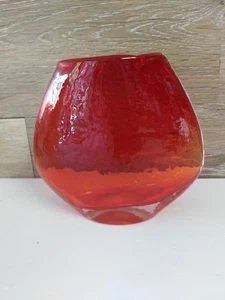 Red Glass Oval Vase - Picture 1 of 6