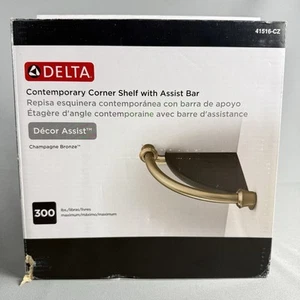 DELTA FAUCET 41516-CZ Contemporary Corner Shelf Assist Bar Champagne Bronze - Picture 1 of 5