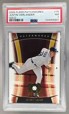 124055841 Justin Verlander 2005 Fleer Patchworks #75 Gold Rookie RC/99 PSA 7 Foto 1 de 3