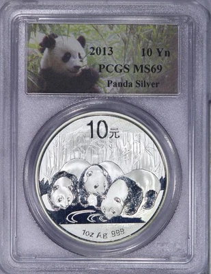 2013 China Panda Silver 10 Yuan PCGS MS69 - Image 1 of 4