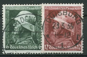 Deutsches Reich 1935 Heldengedenktag waag. Gummiriffelung 569/70 y TOP-Stempel - Bild 1 von 1