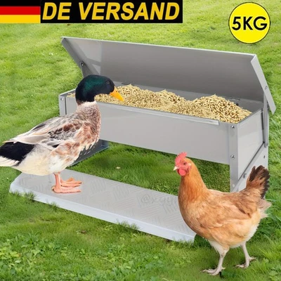 Futterautomat hühner Futterspender mit Trittklappe Geflügel Trog 5KG Futtertrog. - Bild 1 von 4