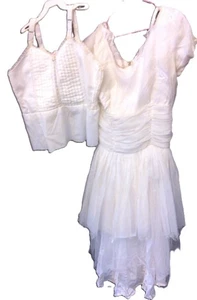 Vintage Her Majesty Mädchen Trägertop + zerfetztes Partykleid weiß 50er/60er Jahre - Bild 1 von 14