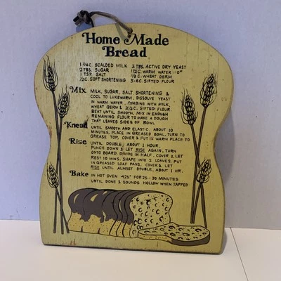 Receta de pan hecha en casa de madera vintage tabla de servir arte de pared rústico Foto 1 de 4