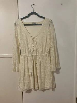 American Eagle Outfitters Women's Long Bell Sleeve Lace Boho Mini Dress   - Image 1 of 3