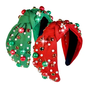 Elegant Pearl Rhinestone Knotted Headband for Holiday Parties and Christmas - Picture 1 of 12
