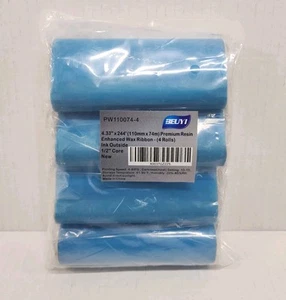Beuyi - 4 Rolls 4.33" x 244' Premium Resin Enhanced Wax Ribbon 1/2” Core - Photo 1/2