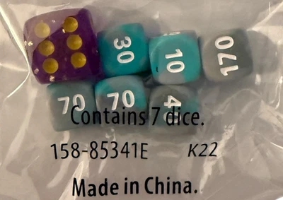 Pokemon - Dados Contador de Daños - JUEGO DE 6 dados gris/azulverde un dado de seis caras (ex) Foto 1 de 3