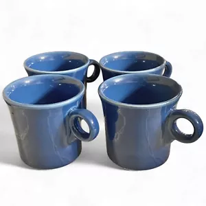 Fiesta Ware Lapis Blue 3.5” Coffee Cups Mugs Ring Handle Set of 4 Excellent - Picture 1 of 3