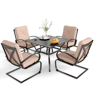 5 Piece Outdoor Furniture Set Patio Dining Table C-spring Chairs Set - Picture 1 of 11