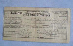 WWII Sugar Purchase Certificate, 1942 - Picture 1 of 2