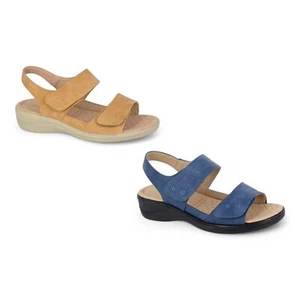 Ladies Twin Fastening Sandals Flat Casual Faux Leather Black Comfort Shoes Size - Picture 1 of 15