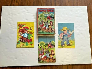 3 Little Folk's Mini Picture Puzzles Lot Boy Chicken Cat Bunny Bear Turtle Book - Picture 1 of 12