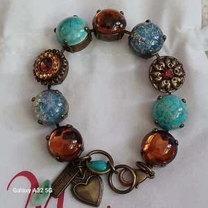 Mariana Antique Gold Swarovski Crystals Fall Colors Bracelet-7-8 In. - Picture 1 of 24