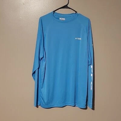 Columbia PFG Longsleeve Shirt Blue/Green Mens Size Large - Image 1 of 4