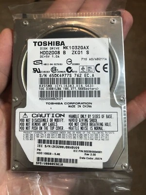 Toshiba MK1032GSX 100GB Internal 5400RPM 2.5" (HDD2D30) HDD - Image 1 of 2