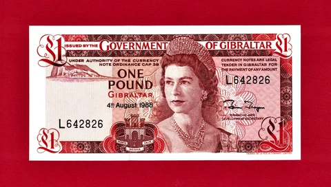 GIBRALTAR SCARCE ONE 1 POUND 1988 UNC NOTE (Pick-20e) Printer: TDLR, Last Issue Cover