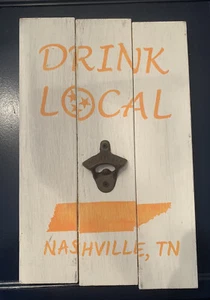 Nashville, TN State Wood Fence Sign 11"x17" Wall Art With Bottle Opener. - Picture 1 of 4