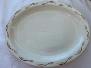 Plato de cena ovalado vintage Homer Laughlin Restaurant Ware blanco marrón 11" - Imagen 1 de 5