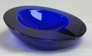 Vintage Cristalleries De Lorraine France Ashtray Geode Bowl Art Glass Cobalt Blu - Picture 1 of 22