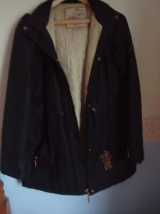 Atlas for Women Black Hooded Winter Coat with Quilted Lining (size 12-14) - Picture 1 of 4